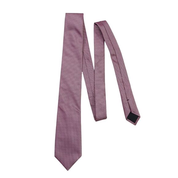 Boss Hugo Boss Tie Mens Red Pink Silk Narrow Luxury Designer Made in Italy - Picture 2 of 11